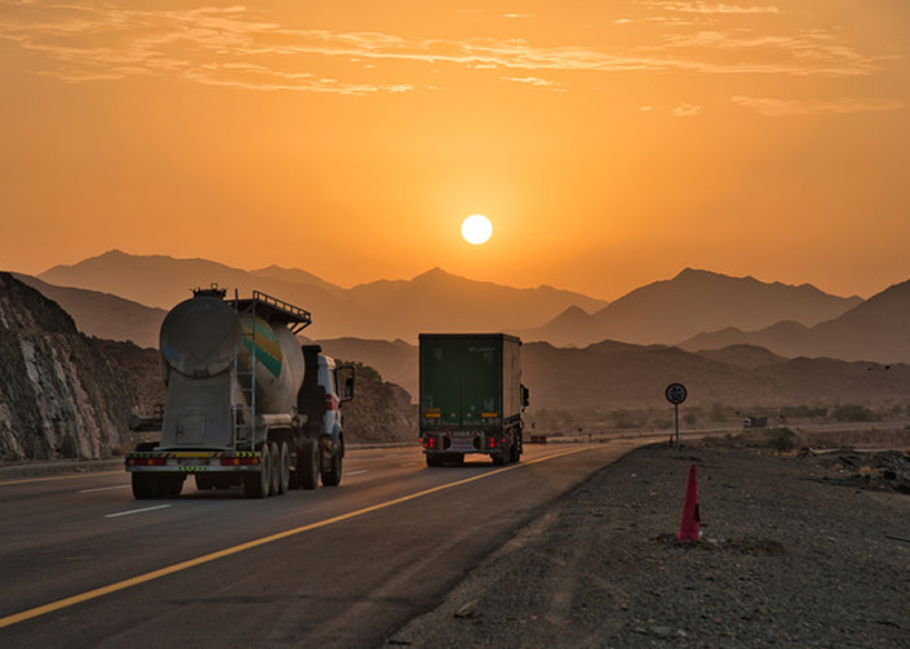 Road transportation with delivery trucks and logistics